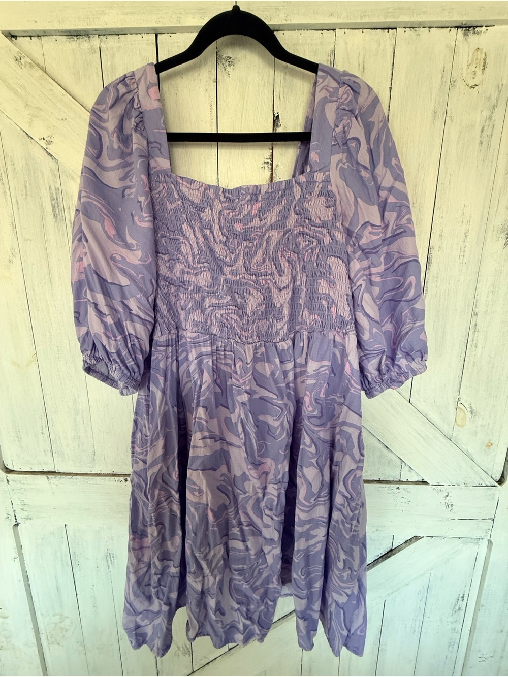 Ava & Viv Lilac and Blush Smocked Midi Dress